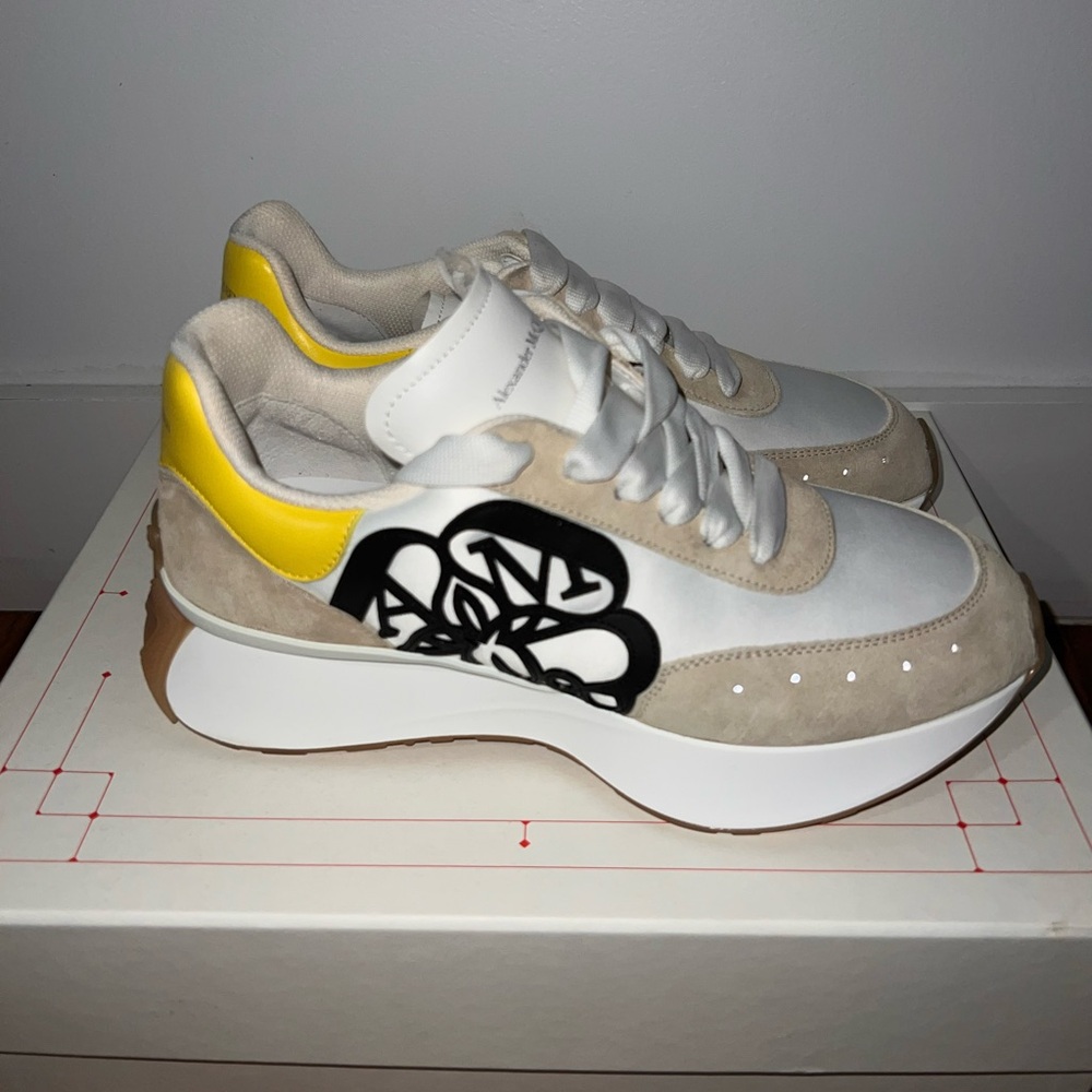 Alexander McQueen Yellow and White Sneakers with Slim Silhouette
